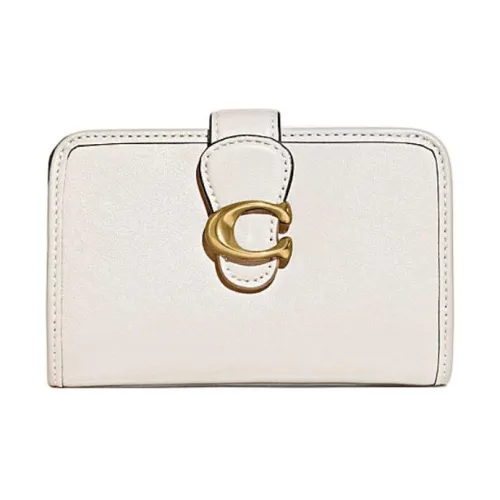 COACH Tabby Cow Leather Card Holder Wallet Medium Size Women's Limestone White