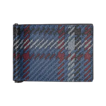 COACH Money Clip Coated Canvas Card Holder Wallet Unisex Midnight Marine