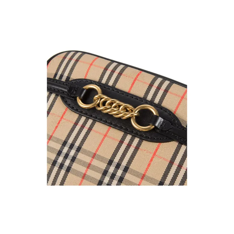 Burberry Bum Bag 1983 Check Link With Leather Trim Black-3