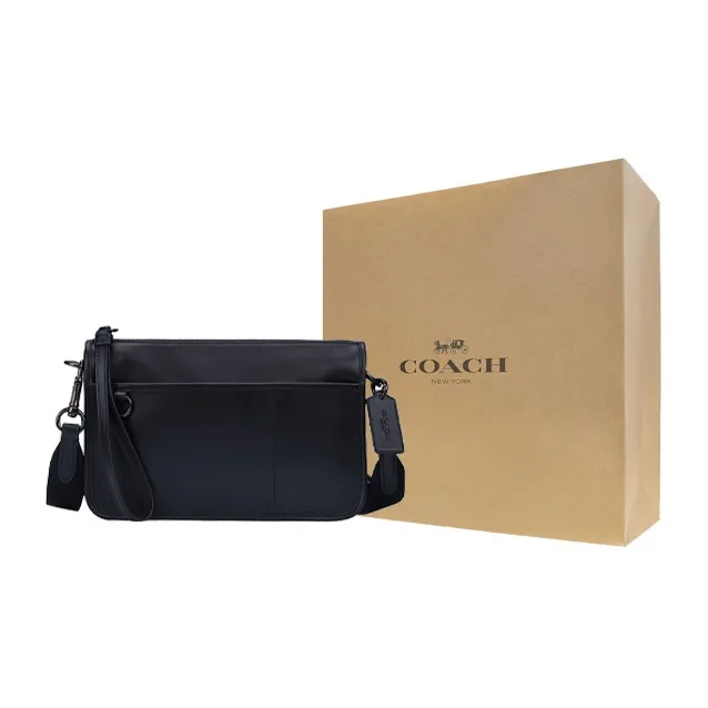 COACH Heritage Cow Leather Crossbody Bag, Shoulder Bag Men's Black-7