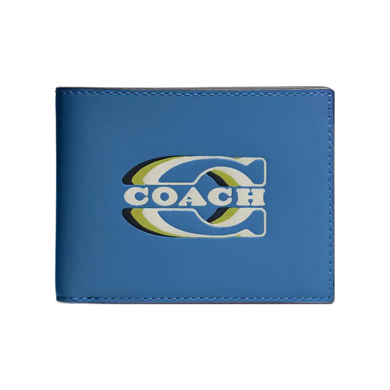 COACH 3 IN 1 Wallet Calfskin Card Holder, Wallet Men's Blue-0