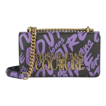 VERSACE JEANS COUTURE Polyurethane Shoulder Bag Handbag Shoulder Bag Crossbody Bag Small Size Women's Black & Purple