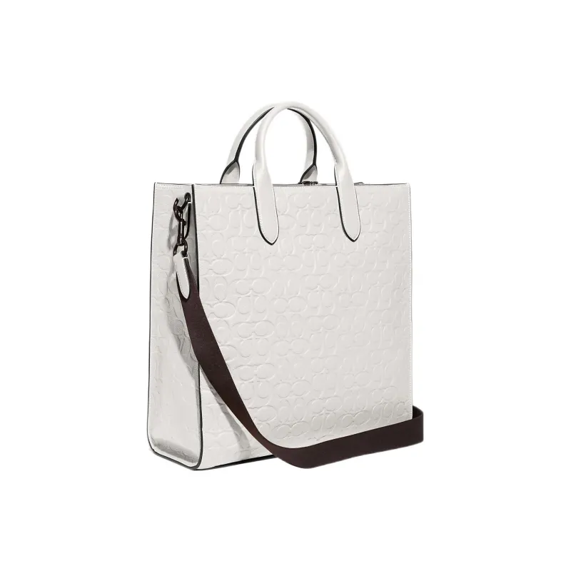 COACH Gotham Glossy Pebbled Cow Leather Tote Bag Shopping Bag Shoulder Bag Crossbody Bag Handbag Women's White-1