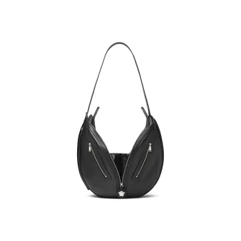 FANSIZHE Repeat Series Cow Leather Casual Hobo Bag Handbag Shoulder Bag Large Size Men's Black