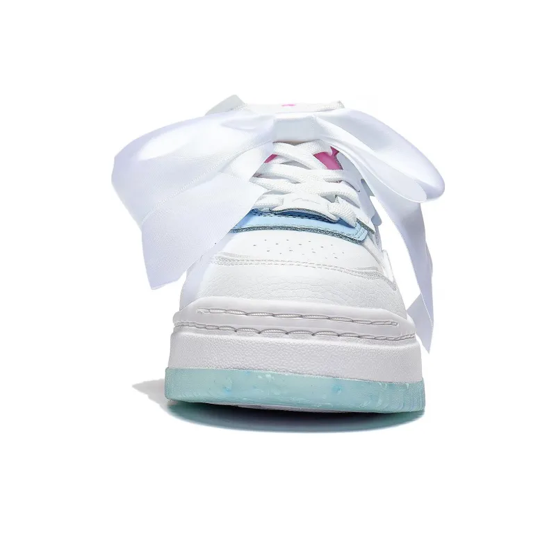 LiNing Future C1 Anti Slip Wear Resistant Low Top Sports Casual Shoes Women's White Blue Pink-4