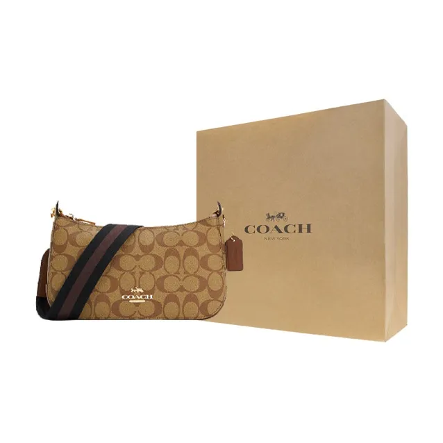 COACH Jes Canvas With Leather Mahjong Bag Crossbody Shoulder Bag Medium Size Women's Light Khaki-5
