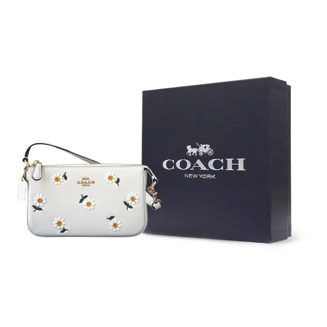 COACH Nolita Leather Pochette, Shoulder Bag, Clutch, Handbag Trumpets Women's White-6