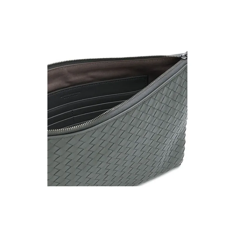 Bottega Veneta Sheepskin Clutch Large Size Unisex Gray-3