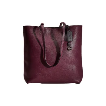 COACH Plaza Pebbled Leather Tote Bag Shopping Bag Handbag Shoulder Bag Women's Boysenberry