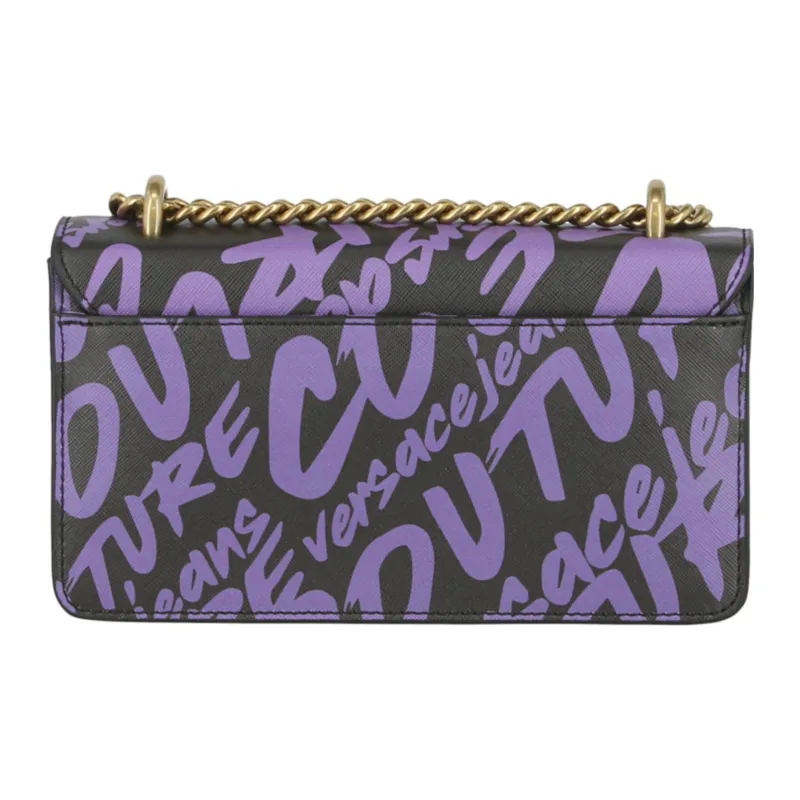 VERSACE JEANS COUTURE Polyurethane Shoulder Bag Handbag Shoulder Bag Crossbody Bag Small Size Women's Black & Purple-1