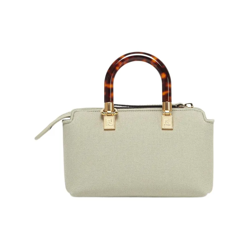 FENDI By The Way Series Cotton Cow Leather Boston Bag Handbags Shoulder Bag Crossbody Bag Mini Women's Light Green-1