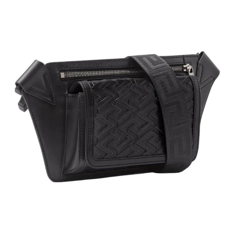 VERSACE Cow Leather Crossbody Bags Fanny Pack Regular Men's Black-1
