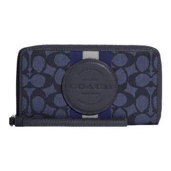 COACH Dempsey Jacquard With Pebbled Leather Card Holder, Wallet Women's Midnight Marine