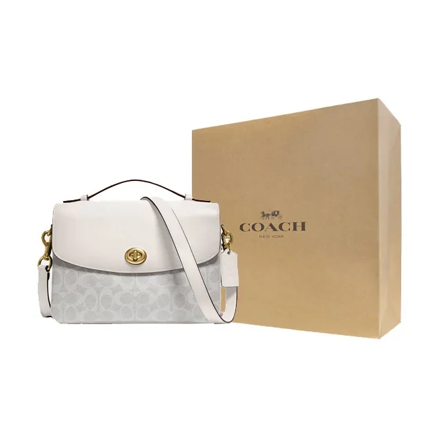 COACH Cassie Leather PVC Messenger Bag Handbag Shoulder Bag Crossbody Bag Medium Size Women's White-4