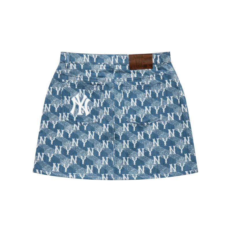 MLB New York Yankees Casual Short Skirts Women's Sky Blue-1