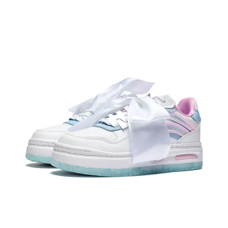LiNing Future C1 Anti Slip Wear Resistant Low Top Sports Casual Shoes Women's White Blue Pink-2