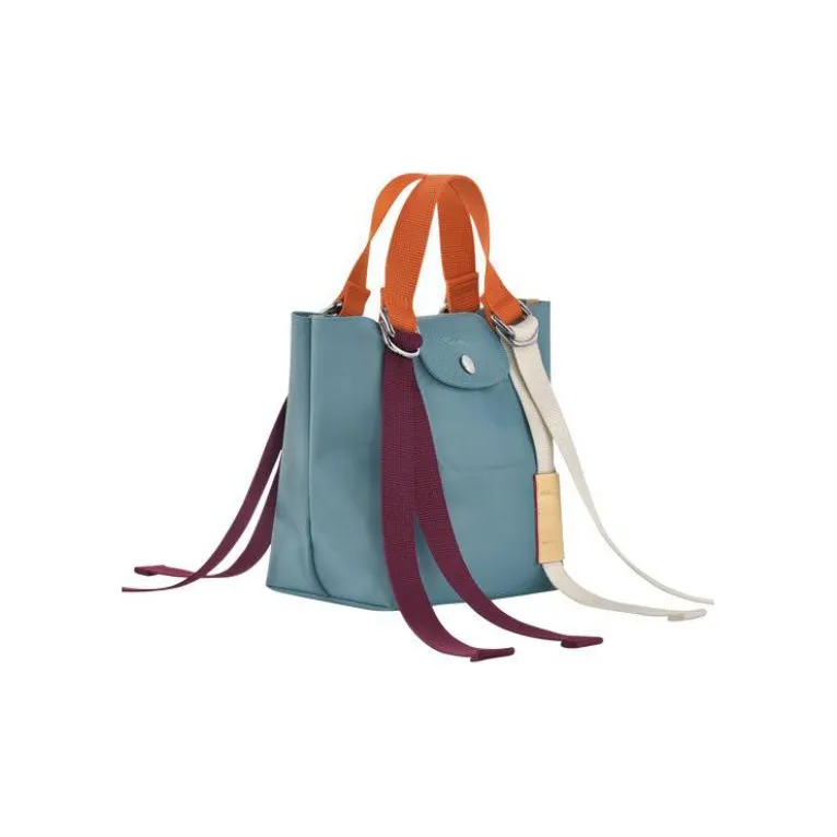 LONGCHAMP Le Pliage Re-play Canvas With Leather Trim Canvas Bag One Shoulder Handbag Small Size Women's Light Blue-1