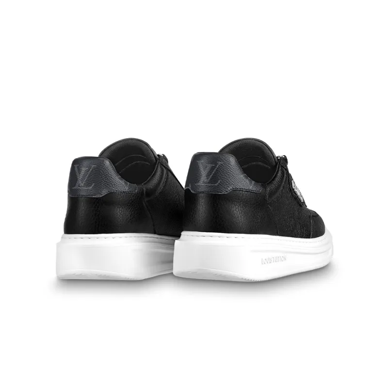 LOUIS VUITTON Beverly Hills Sneakers 'Black With White Logo'-3
