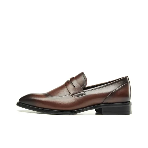 KANGNAI Dress Shoes Men Low-Top Light Brown