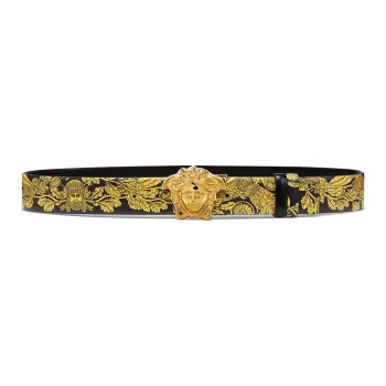 VERSACE Leather Belts Men Gold