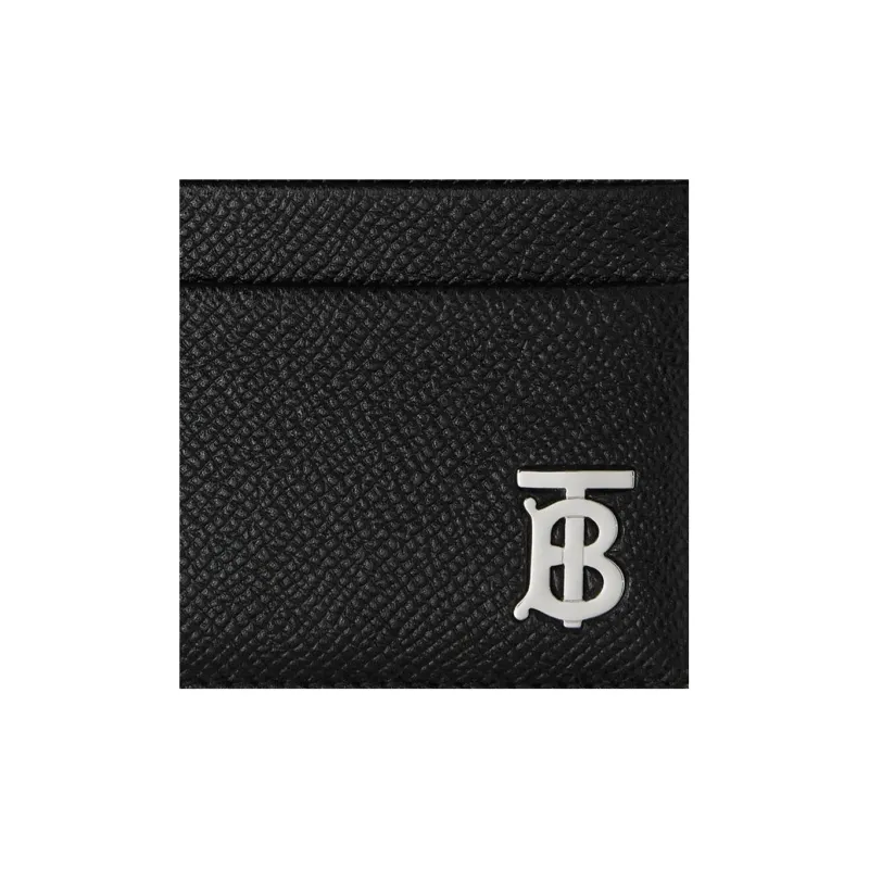 Burberry Grainy Leather Tb Card Case Black/Silver tone-4