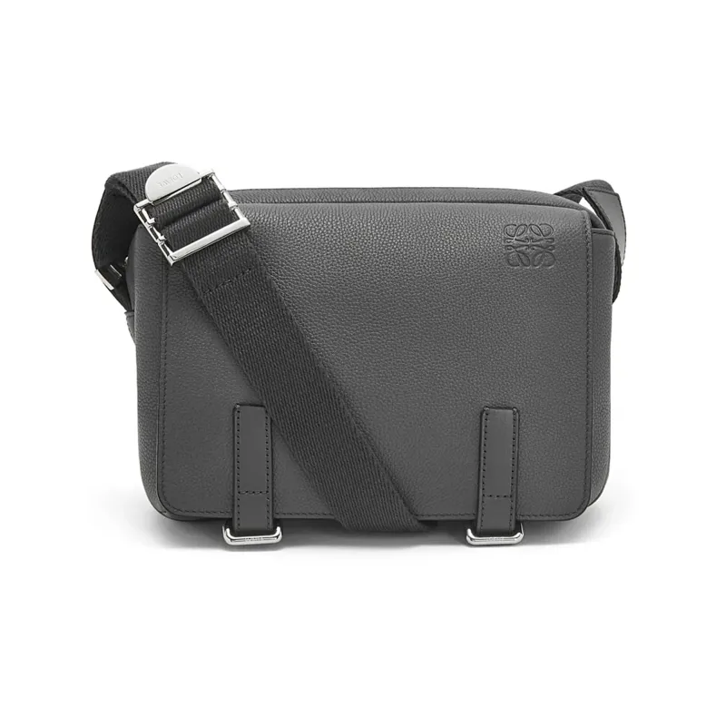 LOEWE Military Messenger Bag In Soft Grained Calfskin Xs Anthracite-0