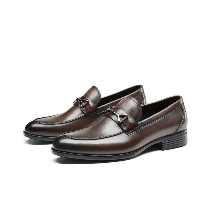 KANGNAI Dress Shoes Men Low Top Light Brown-1