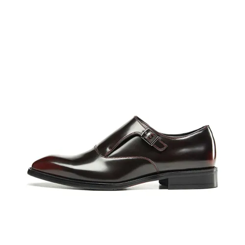 KANGNAI Dress Shoes Men Low-Top Burgundy