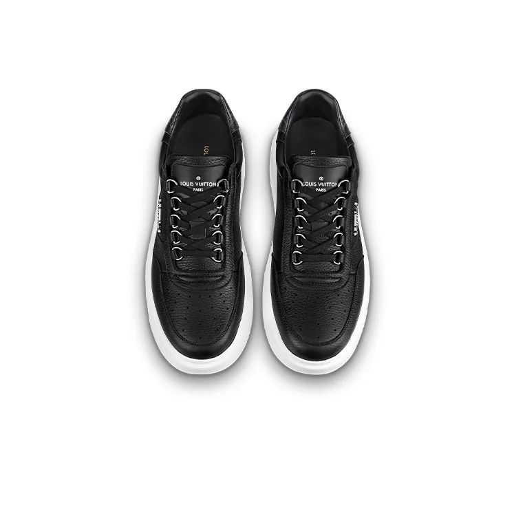 LOUIS VUITTON Beverly Hills Sneakers 'Black With White Logo'-2