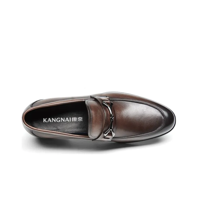 KANGNAI Dress Shoes Men Low Top Light Brown-2