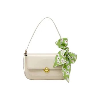 DEERE JACK Cow Leather Shoulder Bag Crossbody Bag Small Square Bag Handbag Large Size Women's White/Black/Purple