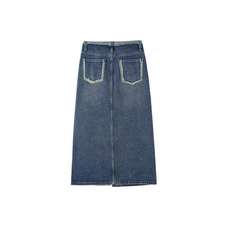 MITUAN Denim Long Skirts Women's Blue-1