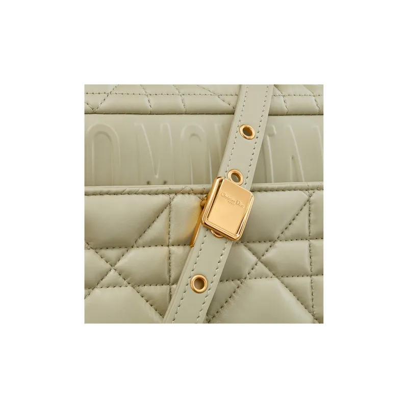 DIOR Caro Cow Leather Handheld Shoulder Bag, Crossbody Bag Medium Size Women's Gray Green-5