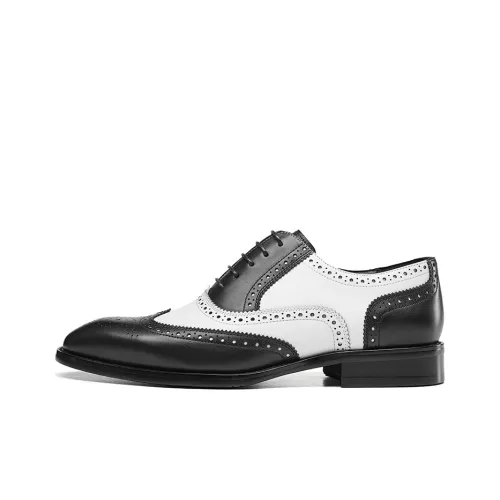 KANGNAI Dress Shoes Men Low-Top Black/White