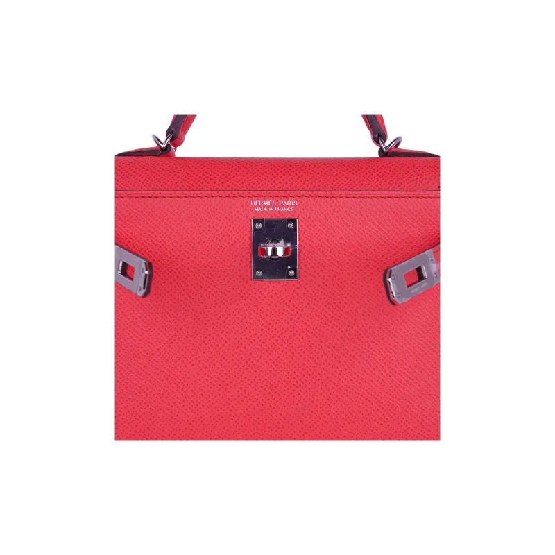 HERMES Kelly Epsom Leather Kelly Bag, Shoulder Bag, Crossbody Bag, Handbag Mini Women's 0E Rose Texas Pink-8