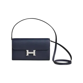 HERMES Constance To Go Silver Buckle Clutch Wallet, Shoulder Bag, Crossbody Bag Women's 2Z Bleu Nuit Midnight Blue