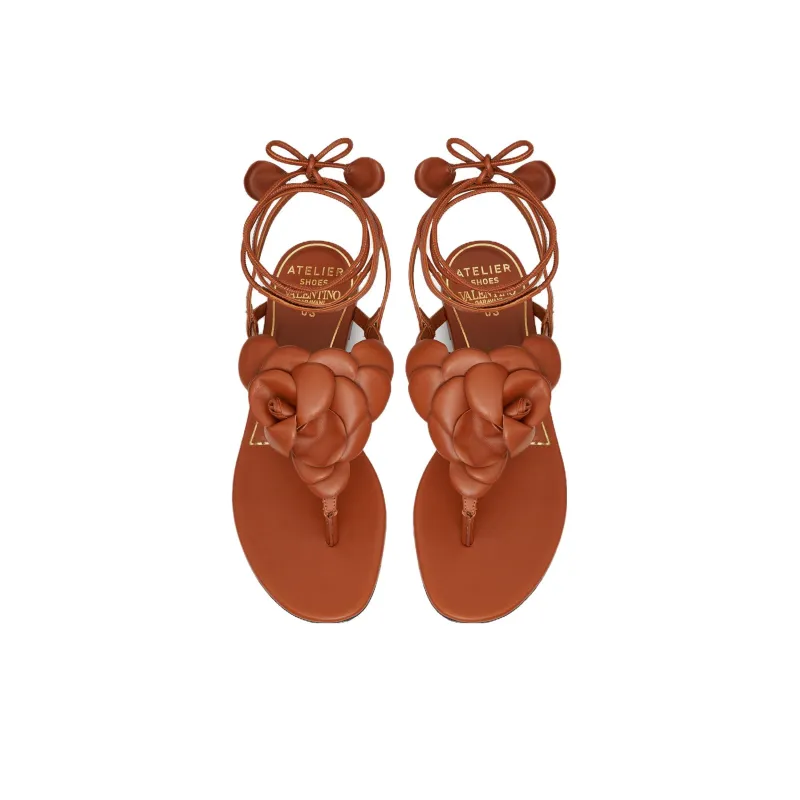 Valentino Atelier One Strap Sandals Women's Brown-3