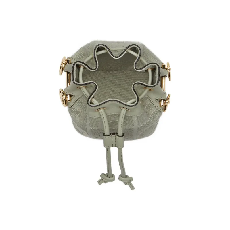 FENDI Mon Tresor Canvas Bucket Bags Shoulder Bag Crossbody Bag Handbag Small Size Women's Light Green-3