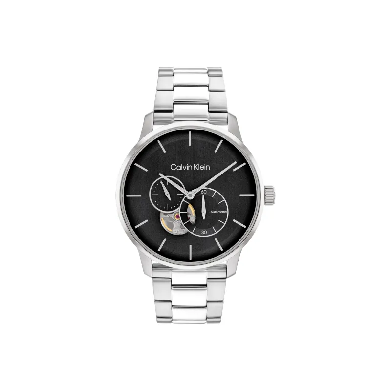 CALVIN KLEIN TIMELESS Wrist Watch Automatic Mechanical Movement Steel Strap Black Dial Men's Watches-0