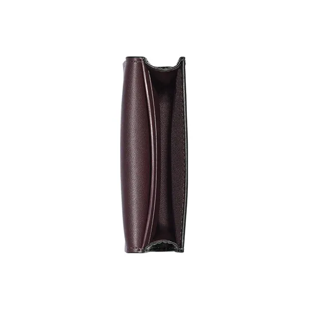 COACH Card Case Canvas With Leather Wallet, Card Holder Women's Black & Dark Brown-4