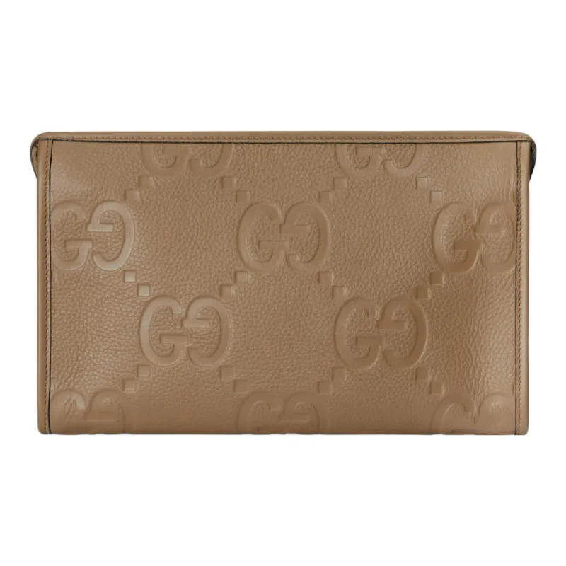 GUCCI Leather Clutch Men's Taupe-2