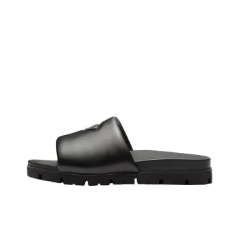 PRADA Padded Slides Black Nappa Leather Men's