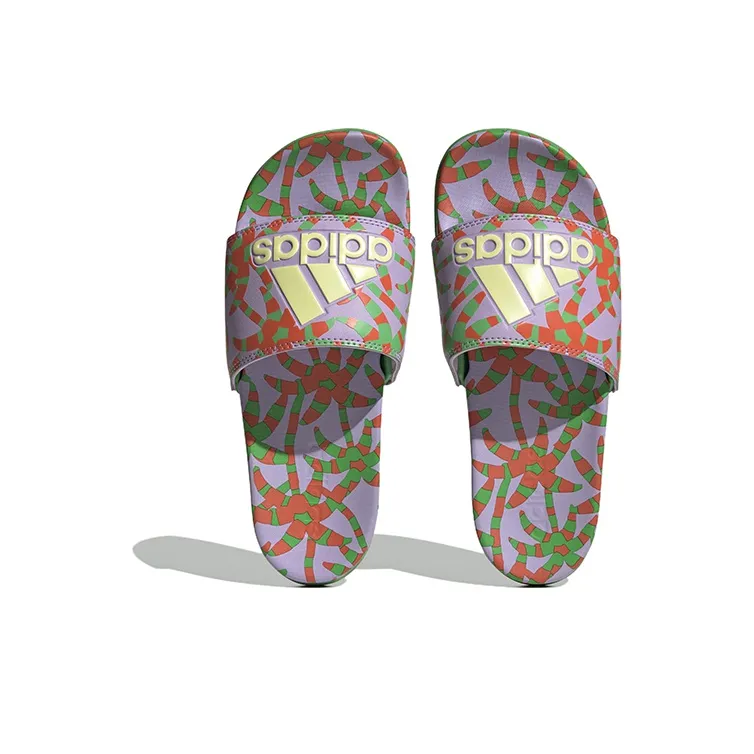 Adidas Adilette Comfort Sports Sandals Women's Purple Yellow-4