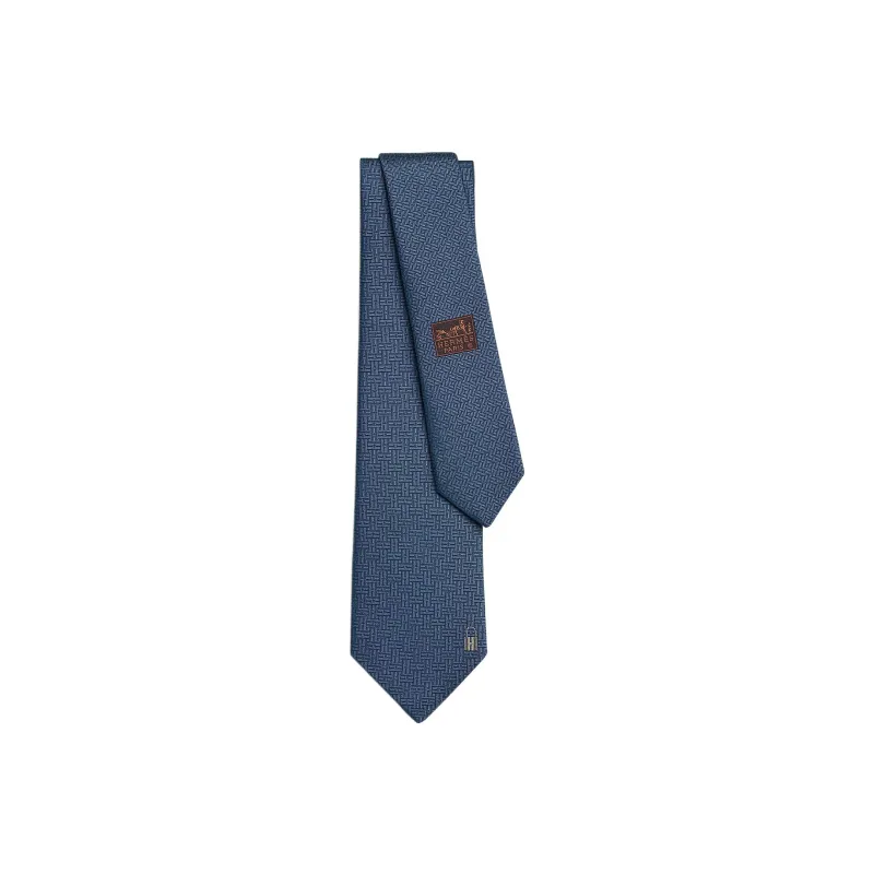 HERMES Pinces H Tie Ties Unisex Marine Blue-0
