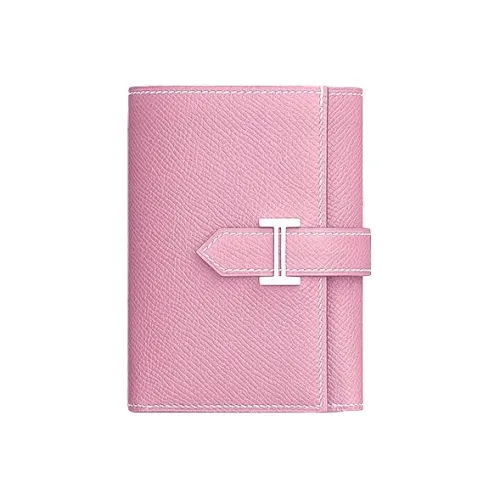 HERMES Bearn Epsom Calfskin Wallet Women's 3Q Rose Sakura Cherry Blossom Pink