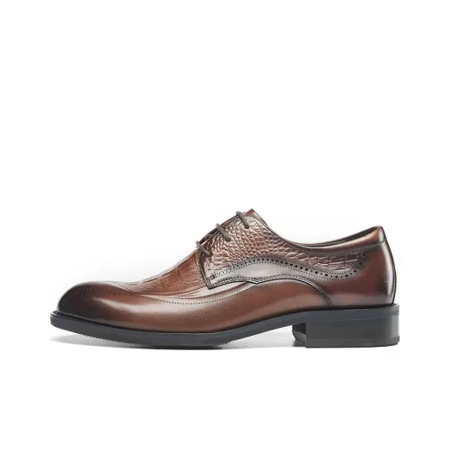 KANGNAI Dress Shoes Men Low-Top Light Brown