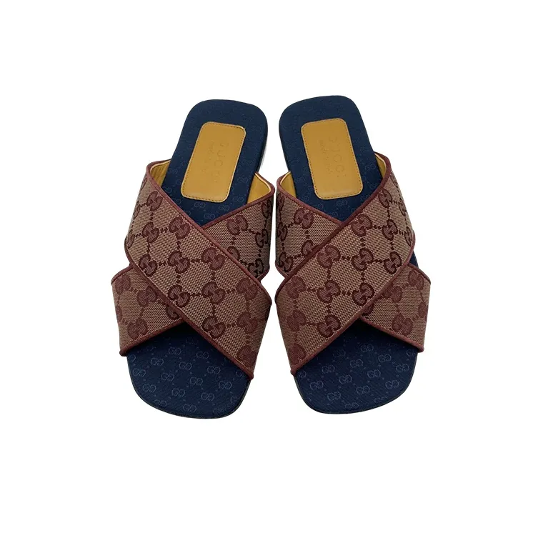 GUCCI Slide Slippers Men's Red Brown-3