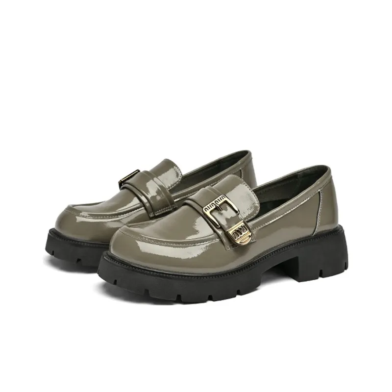 GEMEIQ Loafers Women's Low Top Black/Khaki Gray-3