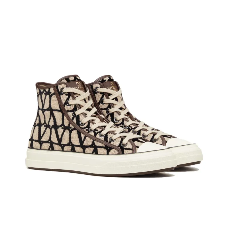 Valentino Round Toe High-Top Sneakers-2