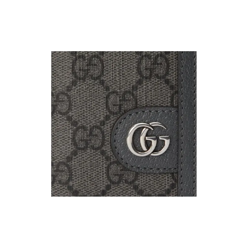 GUCCI Ophidia Canvas Card Holder Men's Gray-4
